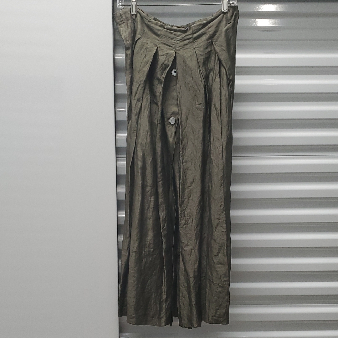 Maxmara Green Elegant Satin Finish Midi Skirt